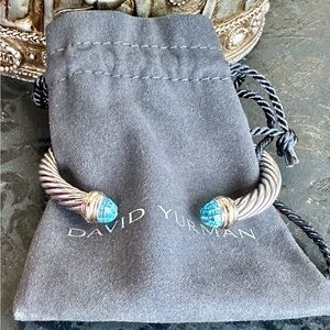 David Yurman Classic Cable Bracelet Blue Topaz Size M